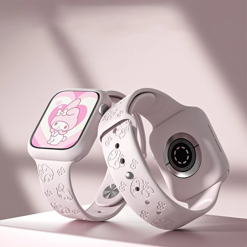 Sanrio Hello Kitty Melody Аниме Ремешок Для Apple Watch Band 44 мм 40 мм 45 мм 41 мм 49 мм 42 мм 38 мм браслет iwatch 7 se 4 5 6 8 Ultra Изображение 3