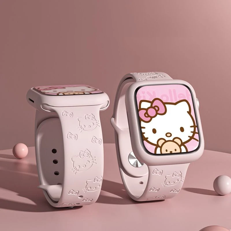 Sanrio Hello Kitty Melody Аниме Ремешок Для Apple Watch Band 44 мм 40 мм 45 мм 41 мм 49 мм 42 мм 38 мм браслет iwatch 7 se 4 5 6 8 Ultra Изображение 5
