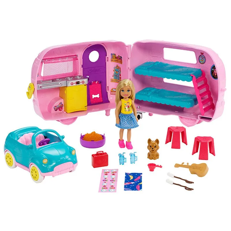 Оригинальный Mattel Barbie Club Chelsea Кукольный домик на колесиках с аксессуарами Poppy, коллекция игрушек для девочек, интерактивные подарки для детей Изображение 3