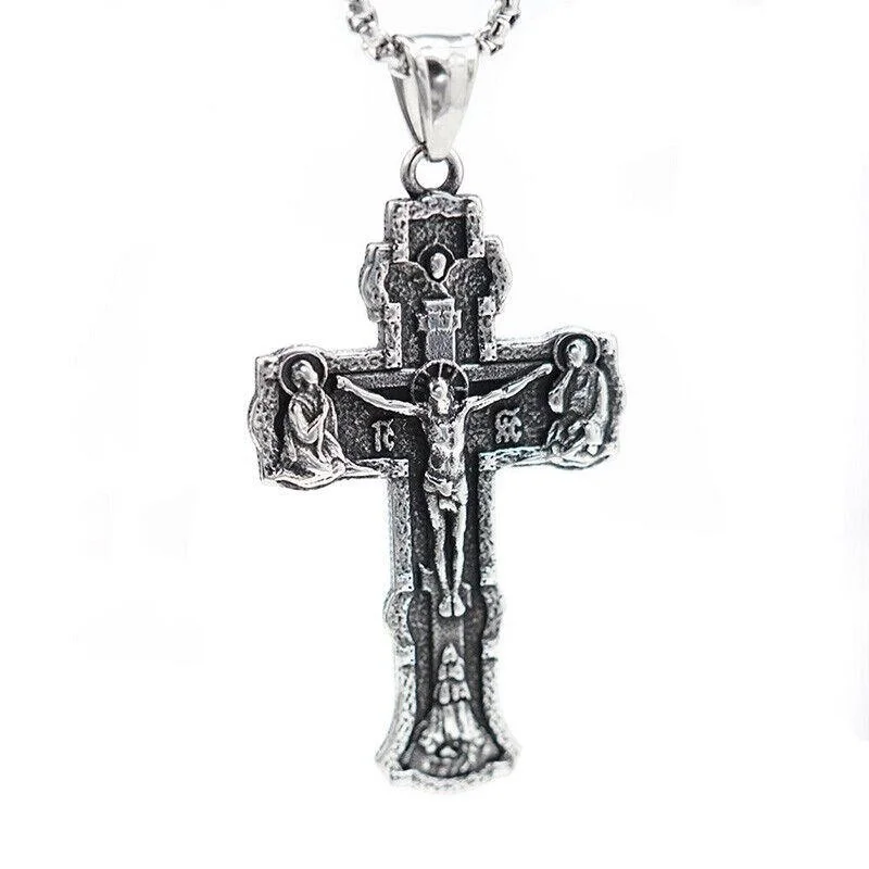 SAIYE 316L, Мужское ожерелье с подвеской в виде русского Православного креста, нержавеющая сталь, Титановая сталь, мужские Модные украшения Изображение 0