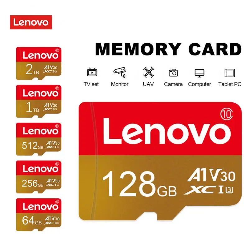 Lenovo 2TB Высокоскоростная карта Micro TF SD Card 1TB 512GB 256GB 128GB SD / TF Флэш-карта памяти Для записи вождения Cameracartão De Memória Изображение 0