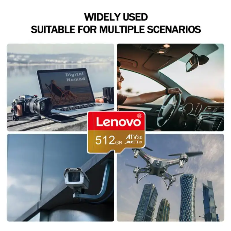 Lenovo 2TB Высокоскоростная карта Micro TF SD Card 1TB 512GB 256GB 128GB SD / TF Флэш-карта памяти Для записи вождения Cameracartão De Memória Изображение 5