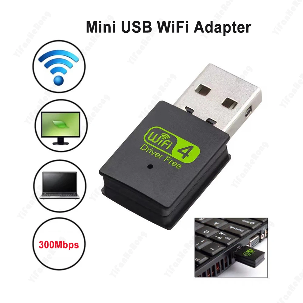 300 Мбит/с Mini USB WiFi адаптер Бесплатный драйвер Wi-Fi ключ Беспроводная сетевая карта для настольных ПК Ноутбук Сетевая карта Wi-Fi Windows Изображение 1