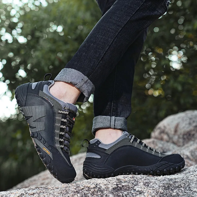 Высококачественные походные кроссовки из натуральной кожи, нескользящая мужская спортивная обувь для путешествий, осень-зима, уличная женская спортивная обувь Изображение 1