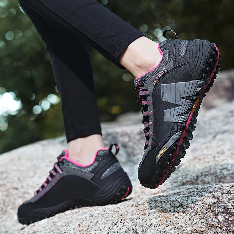 Высококачественные походные кроссовки из натуральной кожи, нескользящая мужская спортивная обувь для путешествий, осень-зима, уличная женская спортивная обувь Изображение 5