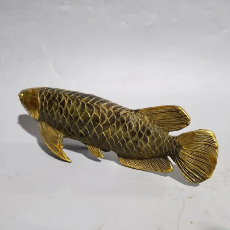 25 см Китайская латунная статуя рыбы-животного, Бронзовая Статуя животного, Скульптура Изображение 1