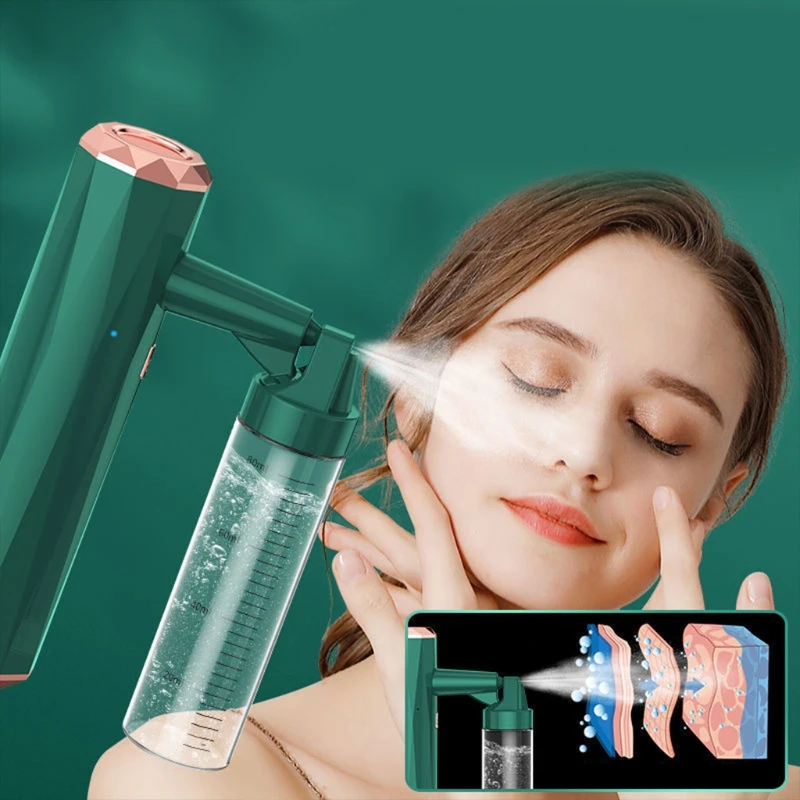 Нано-водно-кислородный увлажняющий аппарат для лица, аэрограф, ручной спрей для удаления морщин, омоложение в сауне Изображение 4