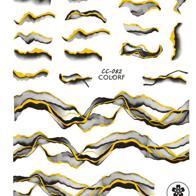 3D Наклейки из белой золотой фольги для ногтей, 1 шт., Абстрактная линия в Европейском стиле, Нажимается на акриловый клей для ногтей, Слайдеры, художественные наклейки Изображение 2