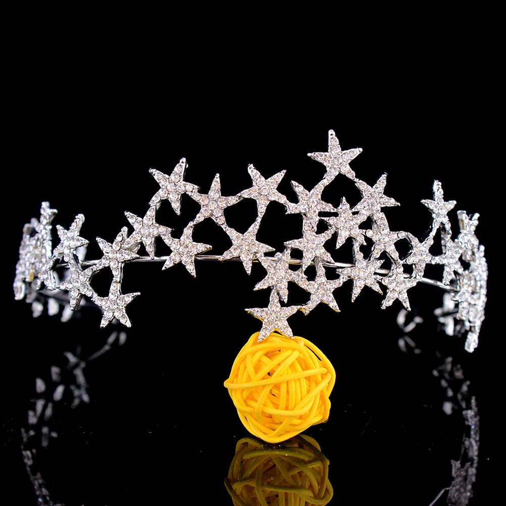 Аксессуары для волос Bride Wedding Crystal Rhinestone Star Crown для женщин (белые) Изображение 0