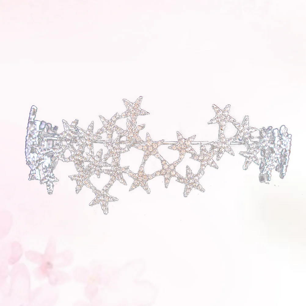 Аксессуары для волос Bride Wedding Crystal Rhinestone Star Crown для женщин (белые) Изображение 3