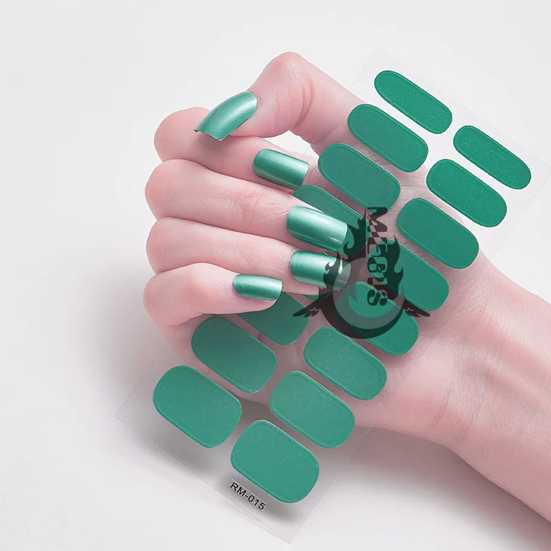Наклейки для ногтей с 16 наконечниками, Градиентные блестящие наклейки для ногтей, простые водонепроницаемые наклейки для ногтей, полноцветные однотонные наклейки для ногтей, принадлежности для ногтей Изображение 2