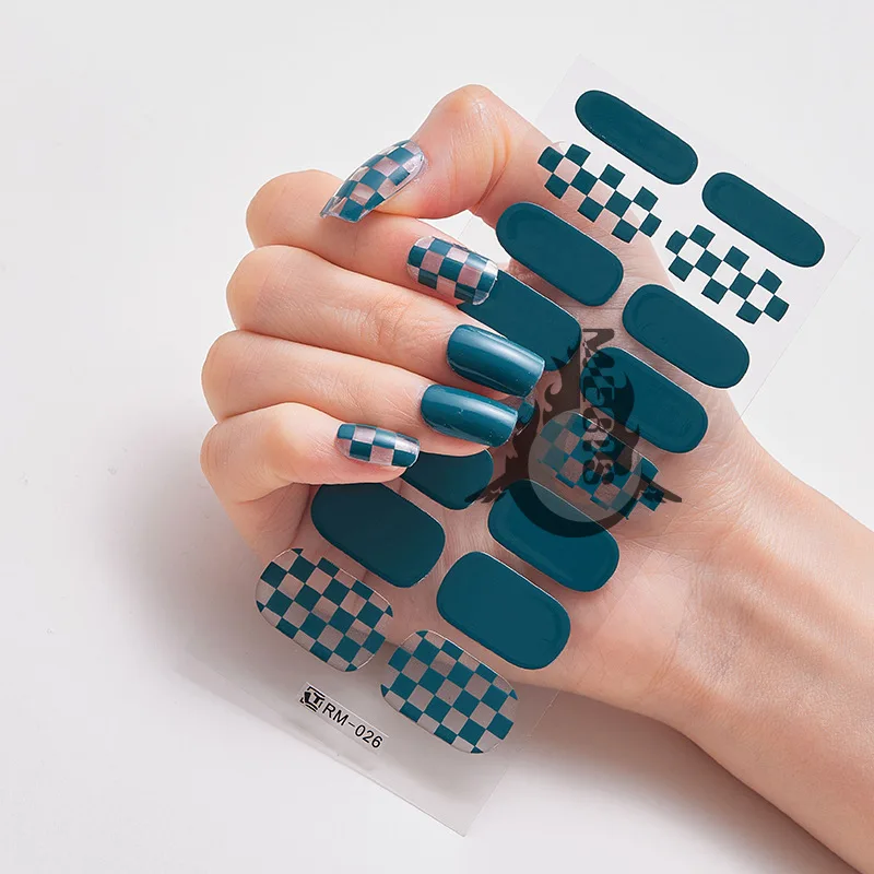 Наклейки для ногтей с 16 наконечниками, Градиентные блестящие наклейки для ногтей, простые водонепроницаемые наклейки для ногтей, полноцветные однотонные наклейки для ногтей, принадлежности для ногтей Изображение 3
