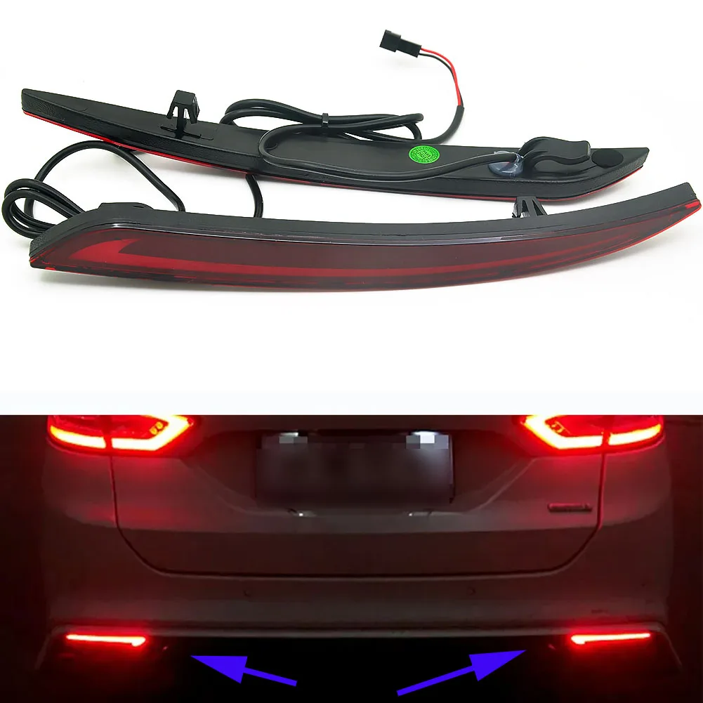 Стиль заднего фонаря Красный 3D оптический светодиодный отражатель заднего бампера, задний стоп-сигнал, поворотные огни для Ford Fusion Mondeo 2014 ~ 2016 годов выпуска Изображение 0