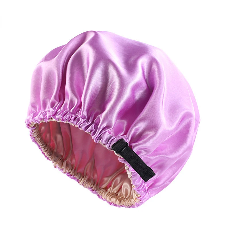 Новая атласная шапочка для сна, Невидимая Плоская имитация шелка, Круглый Женский головной убор, Ночная шапочка с пуговицами для церемонии Изображение 4