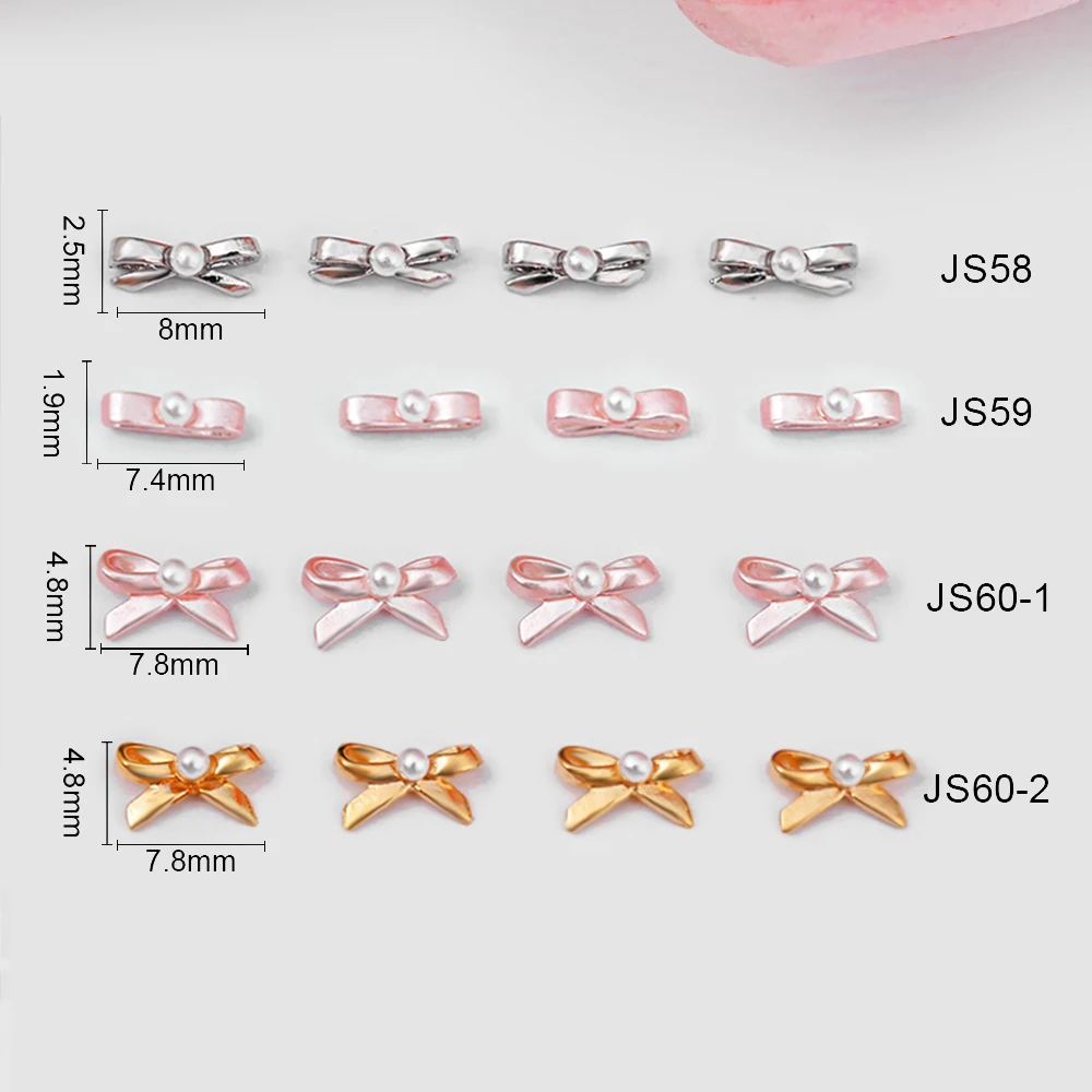 10 шт. Балетки, Розовая лента с бантом, подвески для ногтей, 3D Металл, 8 мм, Кавайный Корейский и Французский бант, украшения для ногтей, аксессуары 