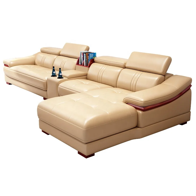 бежевый секционный настраиваемый современный диван из натуральной кожи, диван для гостиной, кожаный диван Оптом со скидкой 30%, модная мебель для спальни Изображение 4