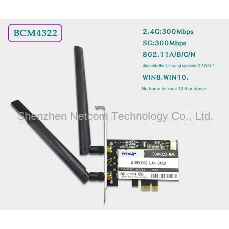 BCM4322 Двухчастотная Настольная Встроенная Беспроводная Сетевая карта PCIe 300M 5G для черного Apple Mac Drive-Бесплатно Изображение 0