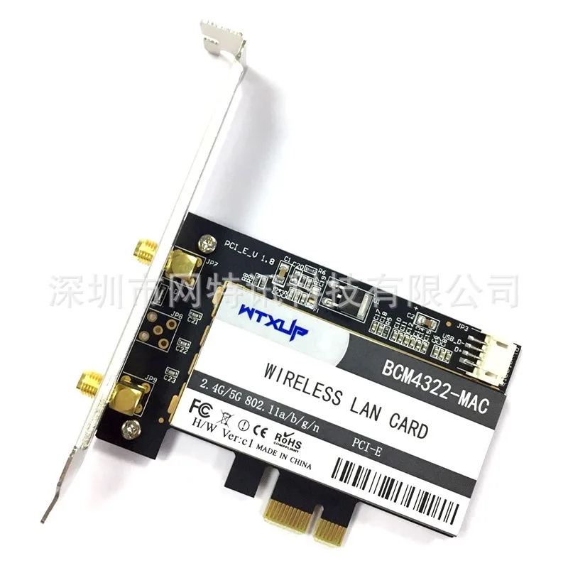 BCM4322 Двухчастотная Настольная Встроенная Беспроводная Сетевая карта PCIe 300M 5G для черного Apple Mac Drive-Бесплатно Изображение 1