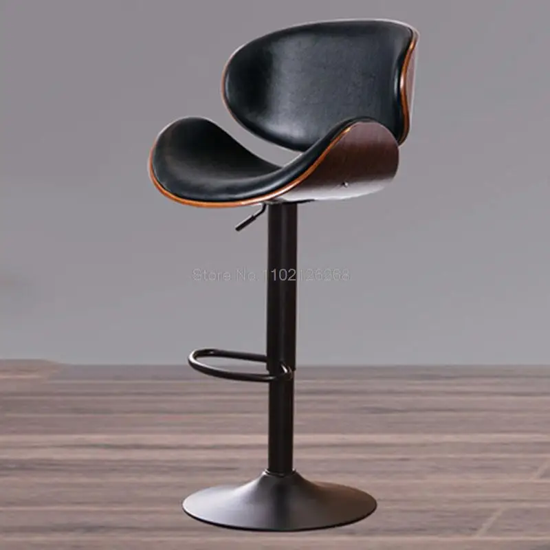 Барный стул современный простой табурет с домашней спинкой, высокий стул для бара, кофейни, магазина чая с молоком, стул на стойке регистрации Изображение 1