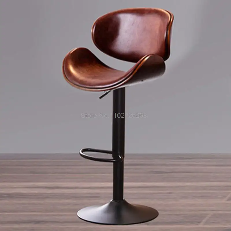 Барный стул современный простой табурет с домашней спинкой, высокий стул для бара, кофейни, магазина чая с молоком, стул на стойке регистрации Изображение 2