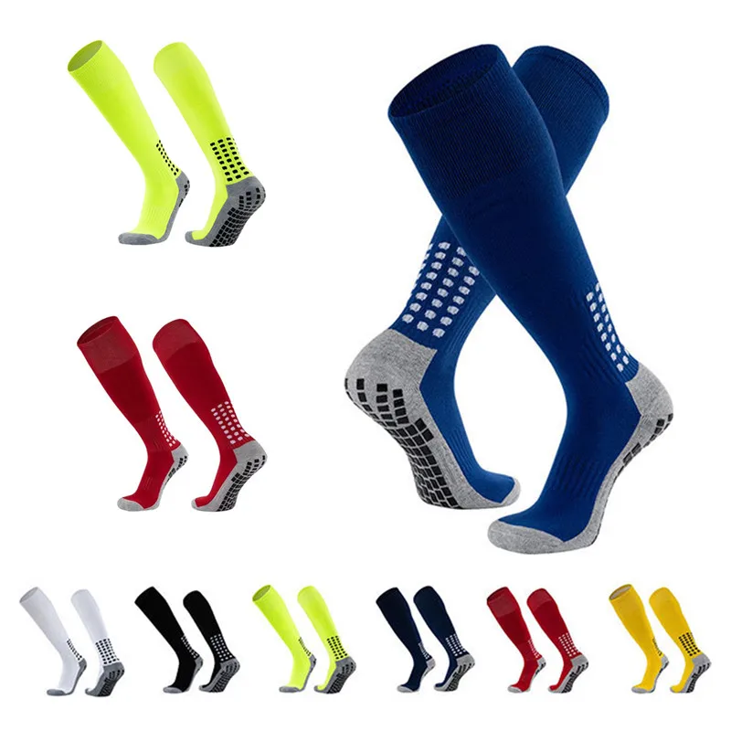 Мужские футбольные носки с захватом, Новые профессиональные клубные футбольные противоскользящие носки с высокой трубкой, тренировочные длинные носки-чулки для взрослых Изображение 0