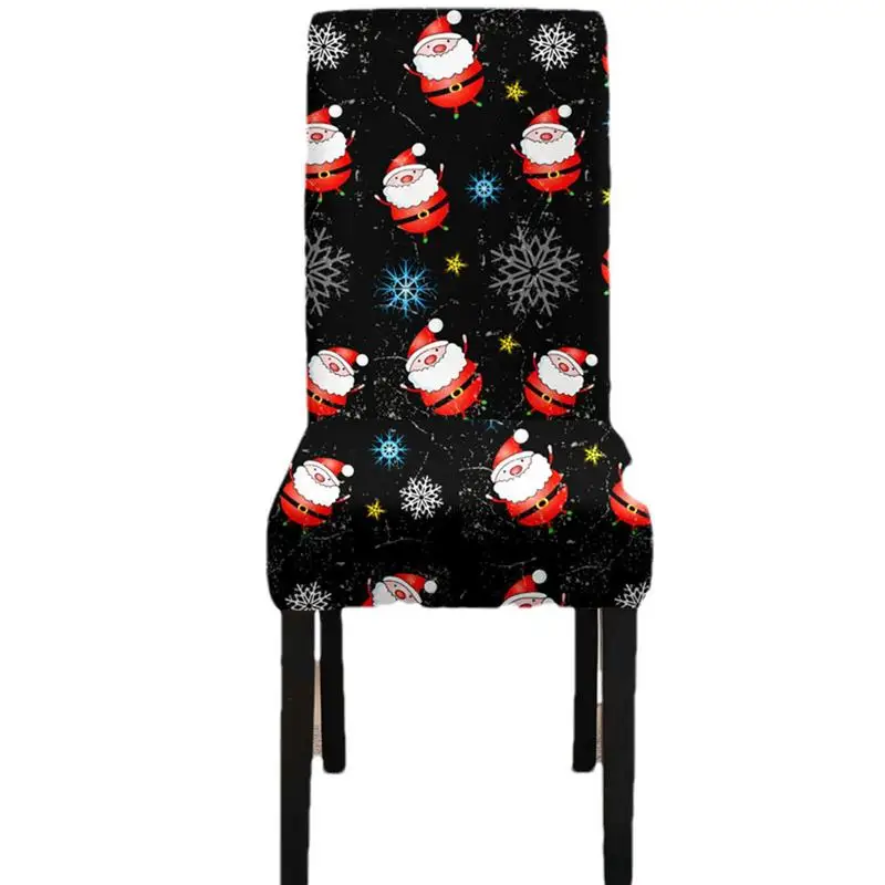 Рождественский чехол для стула, чехлы для сидений в столовой, Моющийся чехол для стула, простая установка, функция защиты, Создайте Рождественское настроение Изображение 0