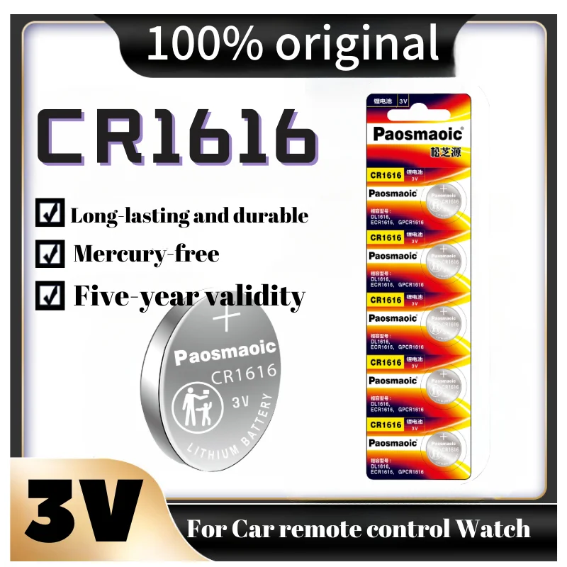 Новые Оригинальные Батарейки CR1616 с Монетными Ячейками Большой Емкости 5/10/30шт для Часов CR 1616 Battery Car Remote Control cr2032 Coin Cell Изображение 1