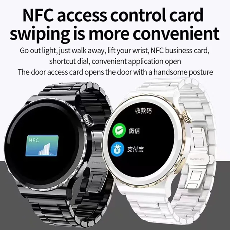 Модные умные часы женские NFC AMOLED Bluetooth Часы для звонков Мужские пульсометры Водонепроницаемые умные часы для Huawei Мужские часы Изображение 3