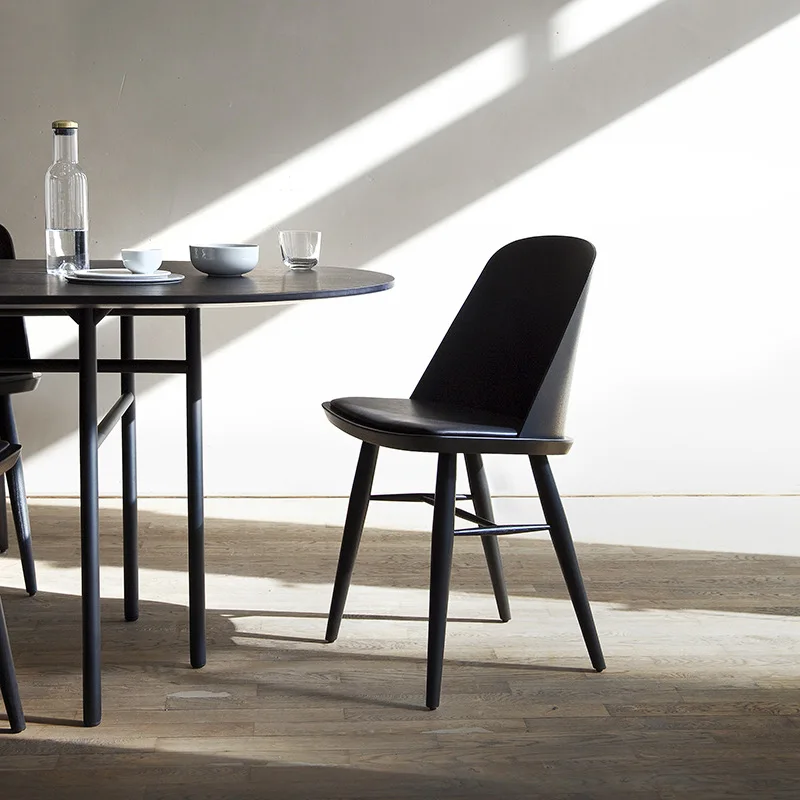 Компьютерный стул, скандинавские обеденные стулья, креативный кухонный стул из массива дерева, Удобная спинка, мебель для гостиной, Универсальная сцена Изображение 0