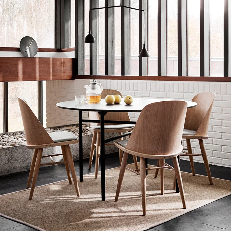 Компьютерный стул, скандинавские обеденные стулья, креативный кухонный стул из массива дерева, Удобная спинка, мебель для гостиной, Универсальная сцена Изображение 3
