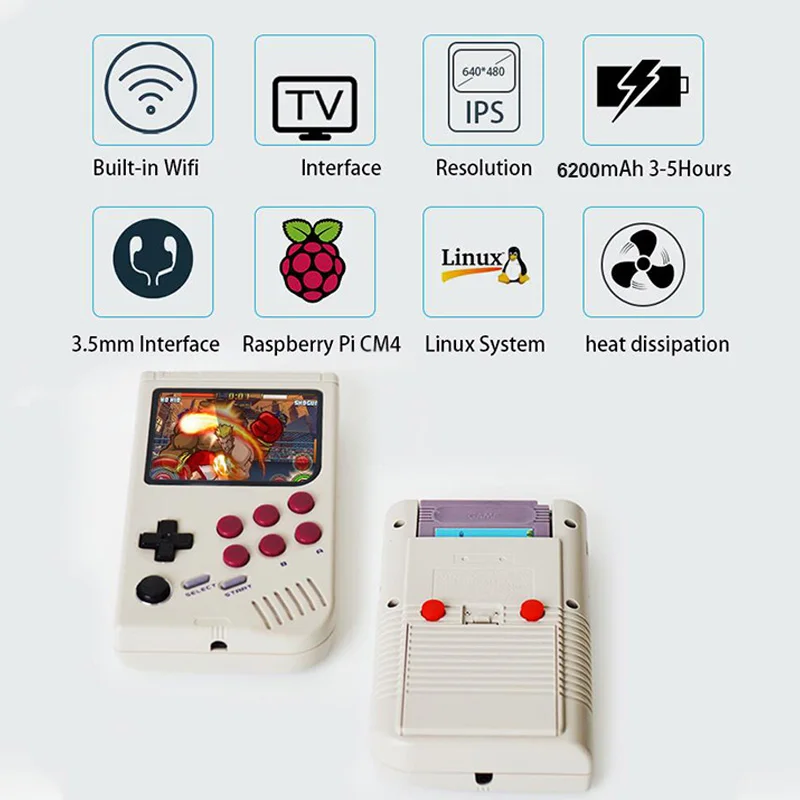 Ретро Игровая Консоль LCL PI Boy CM4 Для Game Boy Портативный Портативный Игровой Плеер С 10000 Играми 3,5-дюймовый IPS-Экран с Выходом HD Pi4 Изображение 5