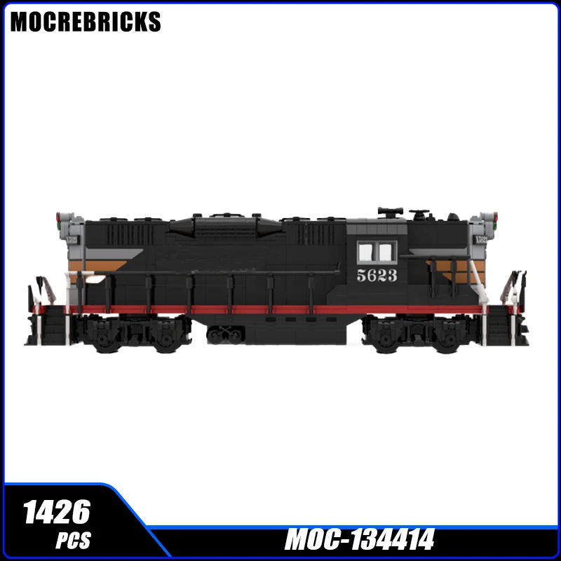 Классическая серия железнодорожных поездов MOC Southern Pacific GP9 (Черная Вдова) Строительные блоки Сборка Модели Кирпичи Дисплей Креативная детская игрушка Изображение 0