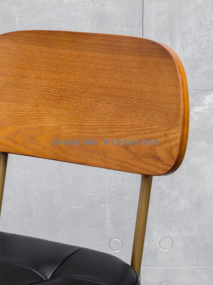 БАРНЫЙ СТУЛ Ретро со спинкой из цельного дерева барный стул железный высокий стул в индустриальном стиле высокий стул для кассира Изображение 2