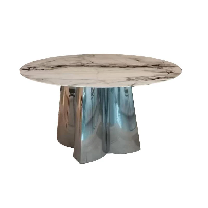 Новый круглый стол из каменной плиты с микрокристаллическим покрытием, Кухонная мебель для большой квартиры, Современный минималистичный обеденный стол для дома Изображение 4