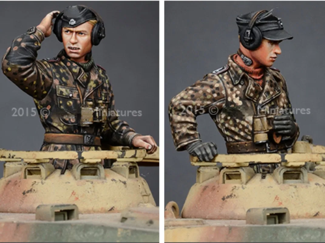 Набор моделей фигурок из смолы в масштабе 1/35 Исторические Военные Миниатюры Panzer Commander Set 2 Фигурки В Разобранном виде и неокрашенные 518 Изображение 0