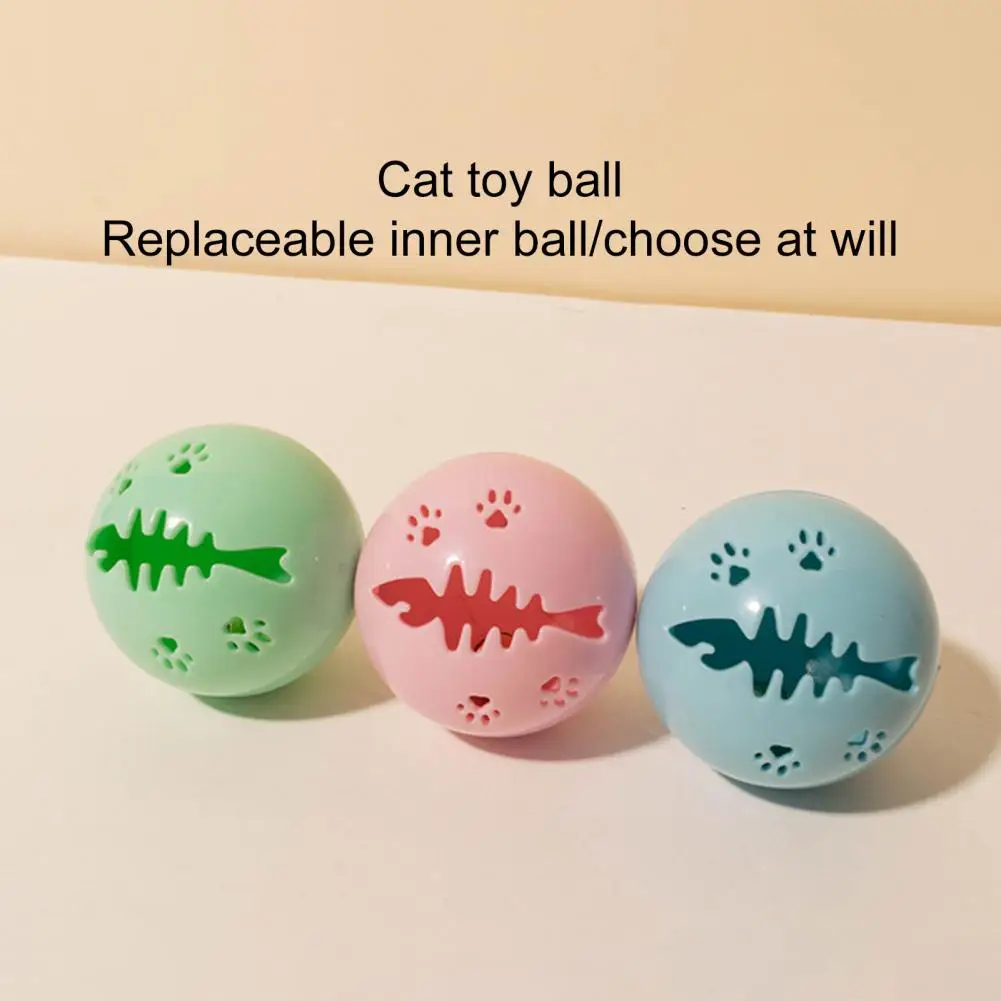 Игрушка с кошачьим мячом, выдалбливаемый Сменный Съемный шарик-колокольчик из рыбьей кости, звуковая игрушка-дразнилка для котенка в помещении, игрушка для развлечения Изображение 1