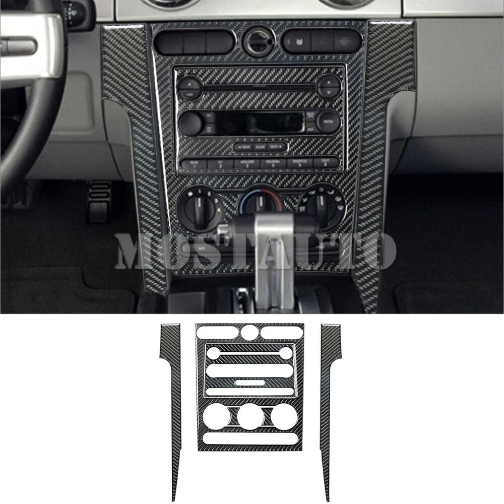 Для Ford Mustang Внутренняя Отделка центральной консоли из мягкого углеродного волокна 2005-2009 6шт (2 цвета) Изображение 0