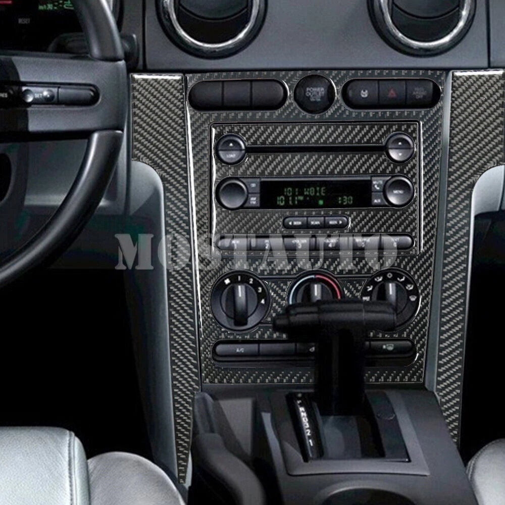 Для Ford Mustang Внутренняя Отделка центральной консоли из мягкого углеродного волокна 2005-2009 6шт (2 цвета) Изображение 3