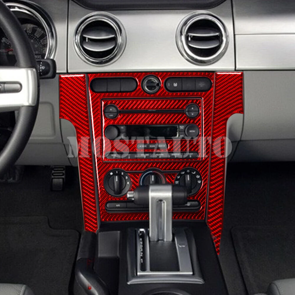 Для Ford Mustang Внутренняя Отделка центральной консоли из мягкого углеродного волокна 2005-2009 6шт (2 цвета) Изображение 5