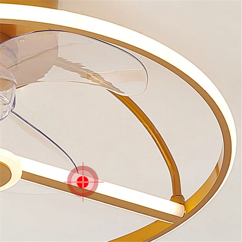 Потолочный вентилятор в скандинавском стиле, современный простой светодиодный вентилятор, тороидальный с дистанционным управлением, лампа для спальни, бесшумный вентилятор для гостиной Изображение 5