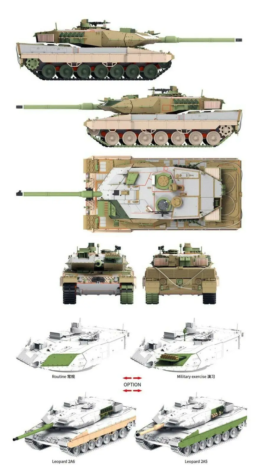 Комплект моделей BORDER TK7201 в масштабе 1/72 Немецкого производства MBT Leopard 2A5/A6 Изображение 2