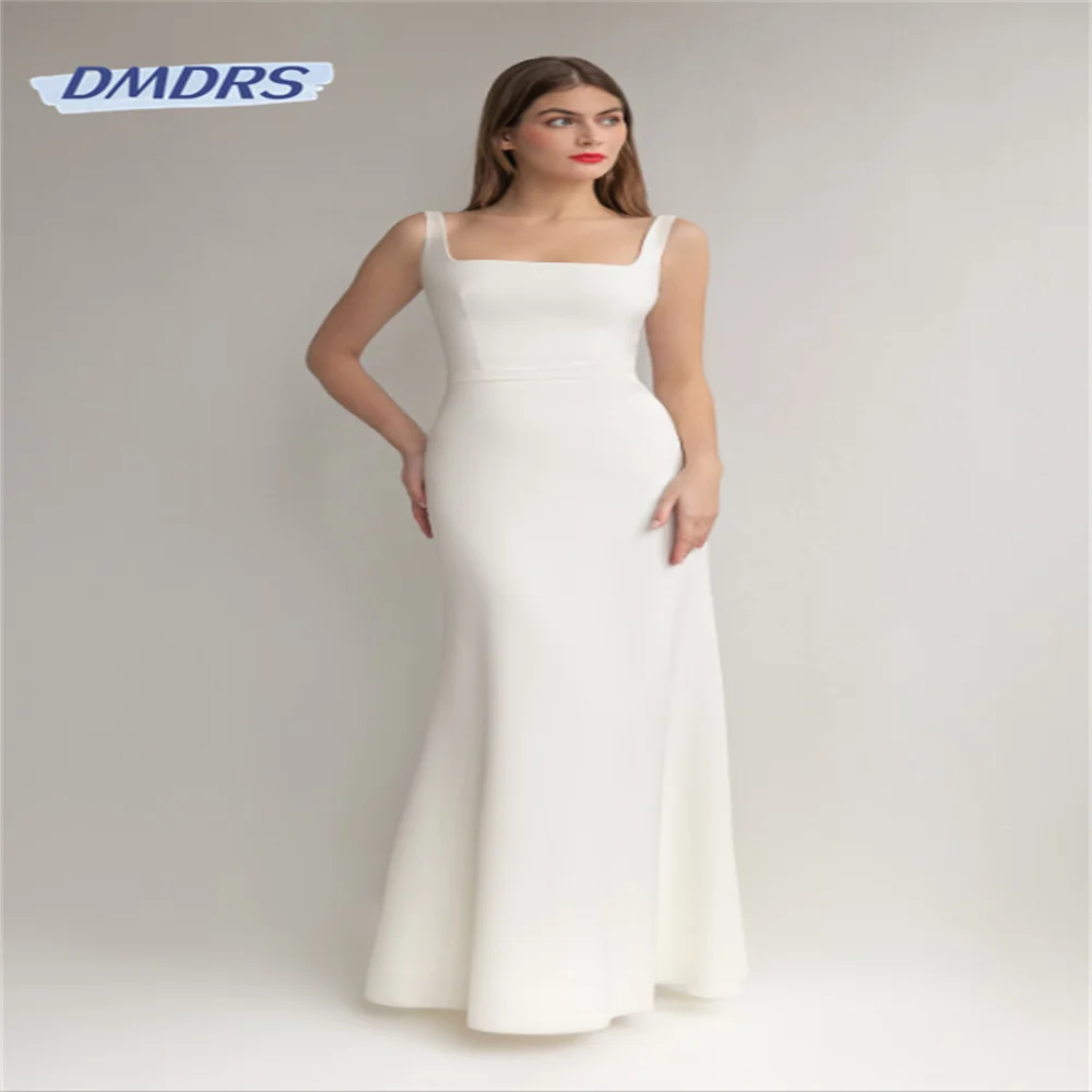 Простое свадебное платье с квадратным вырезом и рукавом-майкой длиной до пола, элегантное свадебное платье без рукавов, классическое платье Vestidos De Novia Изображение 2