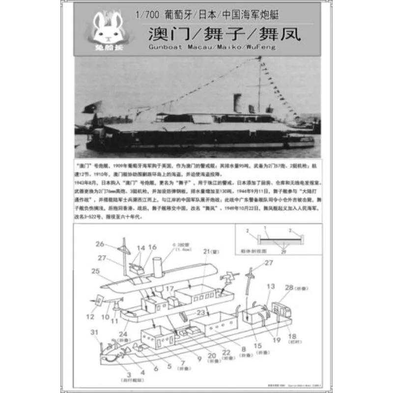 Комплект PE CRM72004 1/700 Cunboat Macau/Maiko/WuFeng Изображение 5