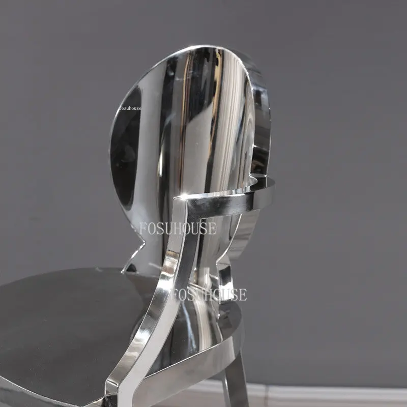 Скандинавский барный стул, Современный стул с серебряной спинкой из нержавеющей стали, Табурет с высокими ножками, мебель креативного дизайна, Кресло, барный стул, кухня Z Изображение 3