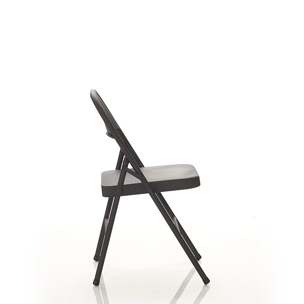 Стальной складной стул (4 упаковки), черный мебельный акцент, современный обеденный стол, обеденный стул, уличный стул и стол Изображение 4