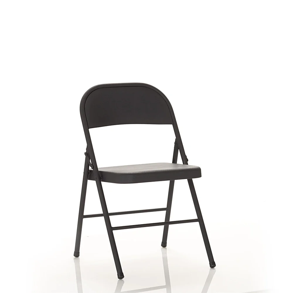 Стальной складной стул (4 упаковки), черный мебельный акцент, современный обеденный стол, обеденный стул, уличный стул и стол Изображение 5