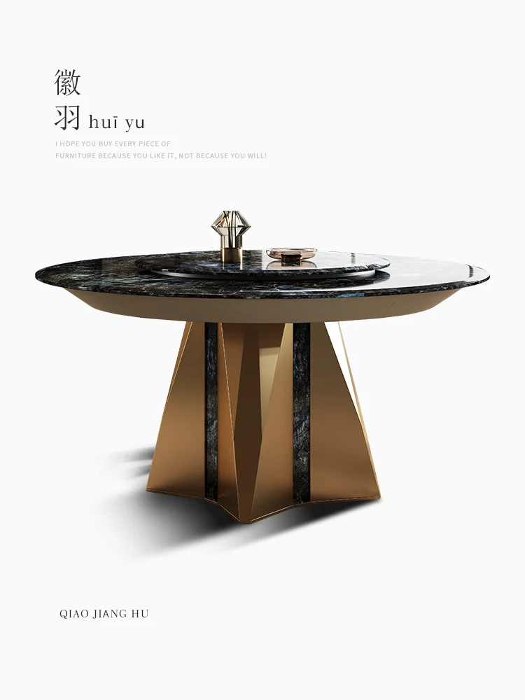 Настольная лампа из натурального мрамора роскошная вилла высокого класса, новый круглый обеденный стол из роскошного камня, семейный обеденный стол Изображение 4