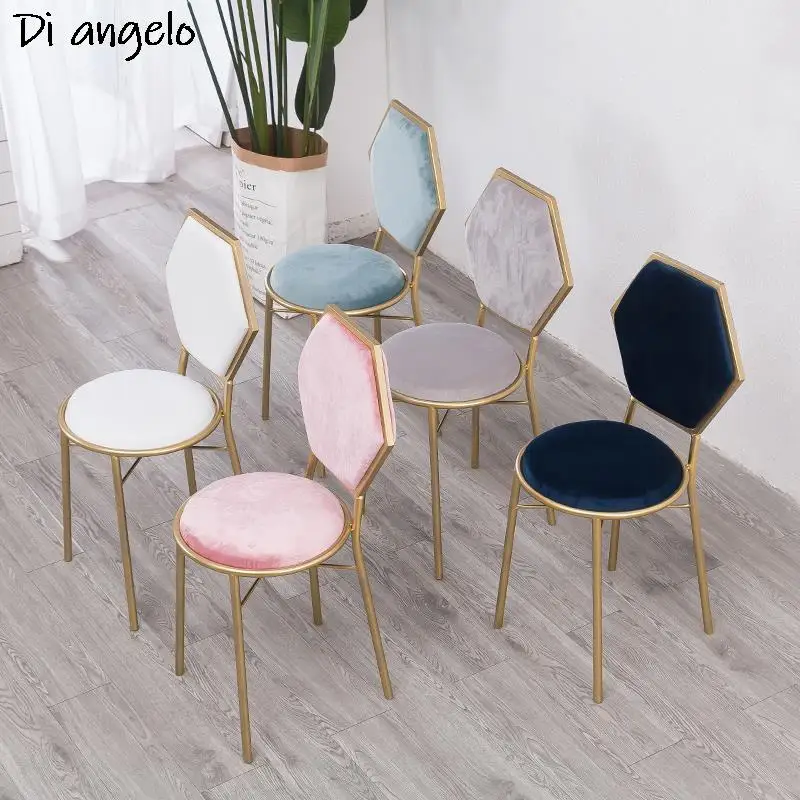 Скандинавские стулья Со спинками, обеденные стулья, современные минималистичные сетки из железа, Красные стулья для домашней косметики, Ресторанные Повседневные кофейные стулья Изображение 0