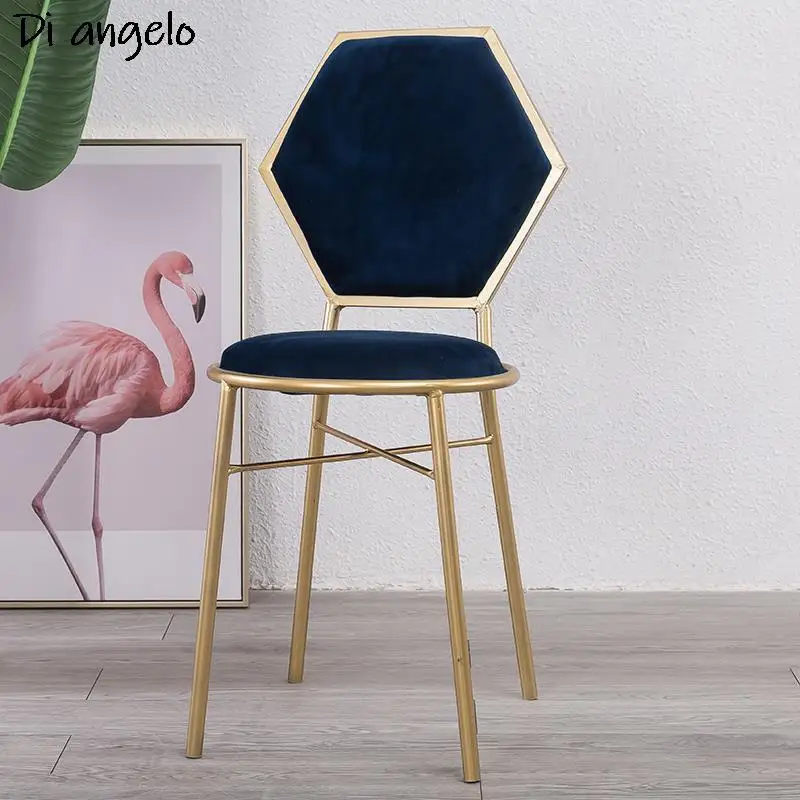 Скандинавские стулья Со спинками, обеденные стулья, современные минималистичные сетки из железа, Красные стулья для домашней косметики, Ресторанные Повседневные кофейные стулья Изображение 2
