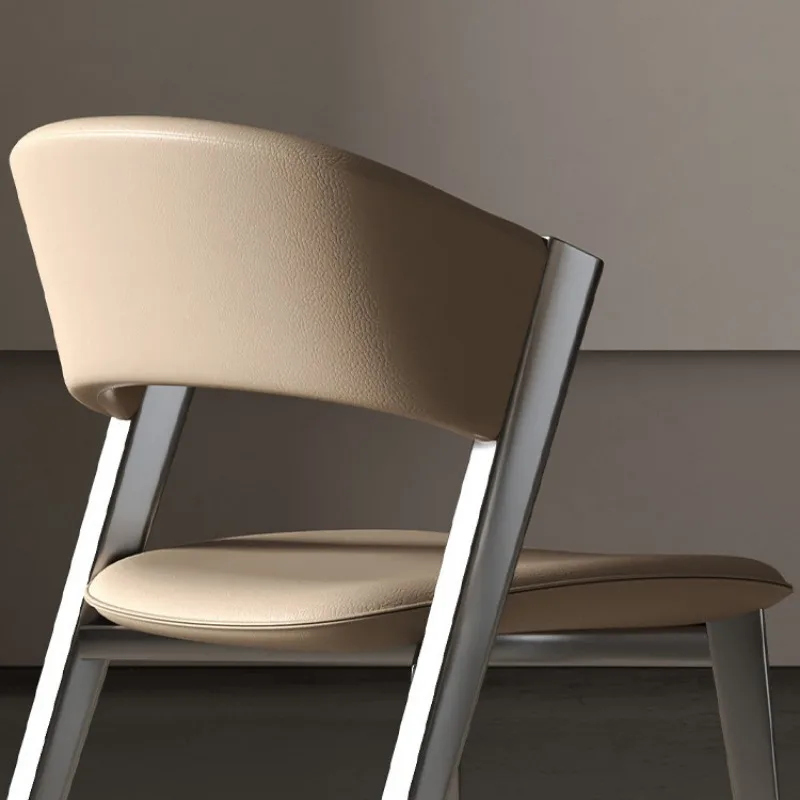 Легкое роскошное обеденное кресло Современная гостиная Простые модные обеденные стулья в скандинавском стиле Кожаные Кухонные табуреты для отдыха Мебель для дома Изображение 2